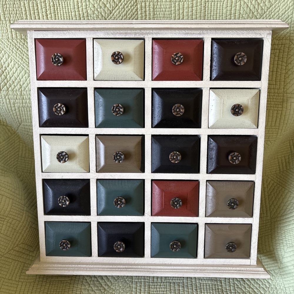 20 Drawer Apothecary Cabinet Multicolor Wood Storage Chest FarmhouseDecor 14x14"